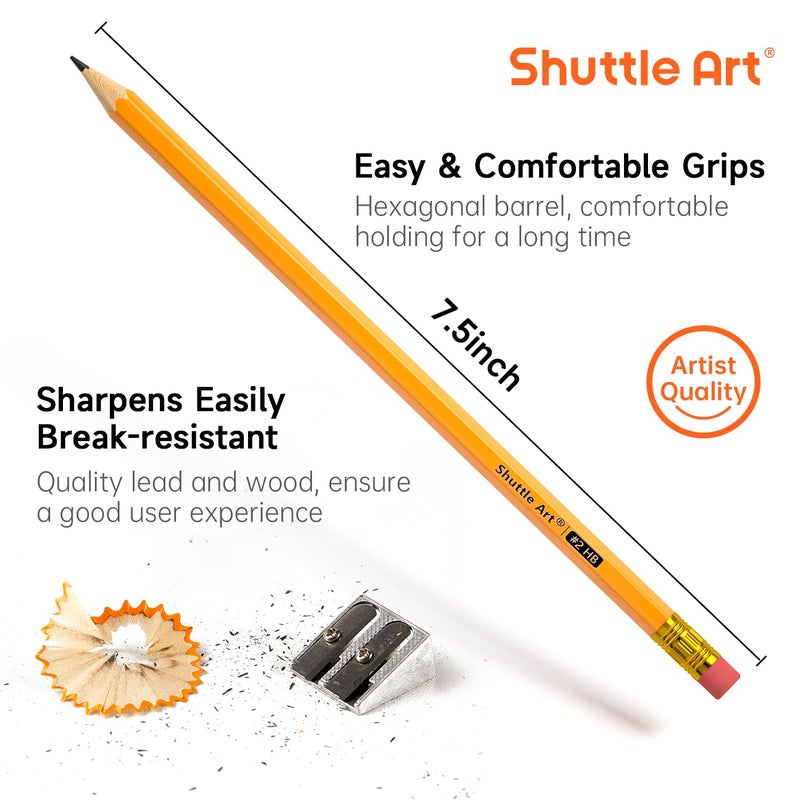 Shuttle Art Wood-Cased #2 HB Pencils, 350 Pack Sharpened Yellow Pencils with Erasers, Bulk Pack Graphite Pencils for School and Teacher Supplies, Writing, Drawing and Sketching - Image 2